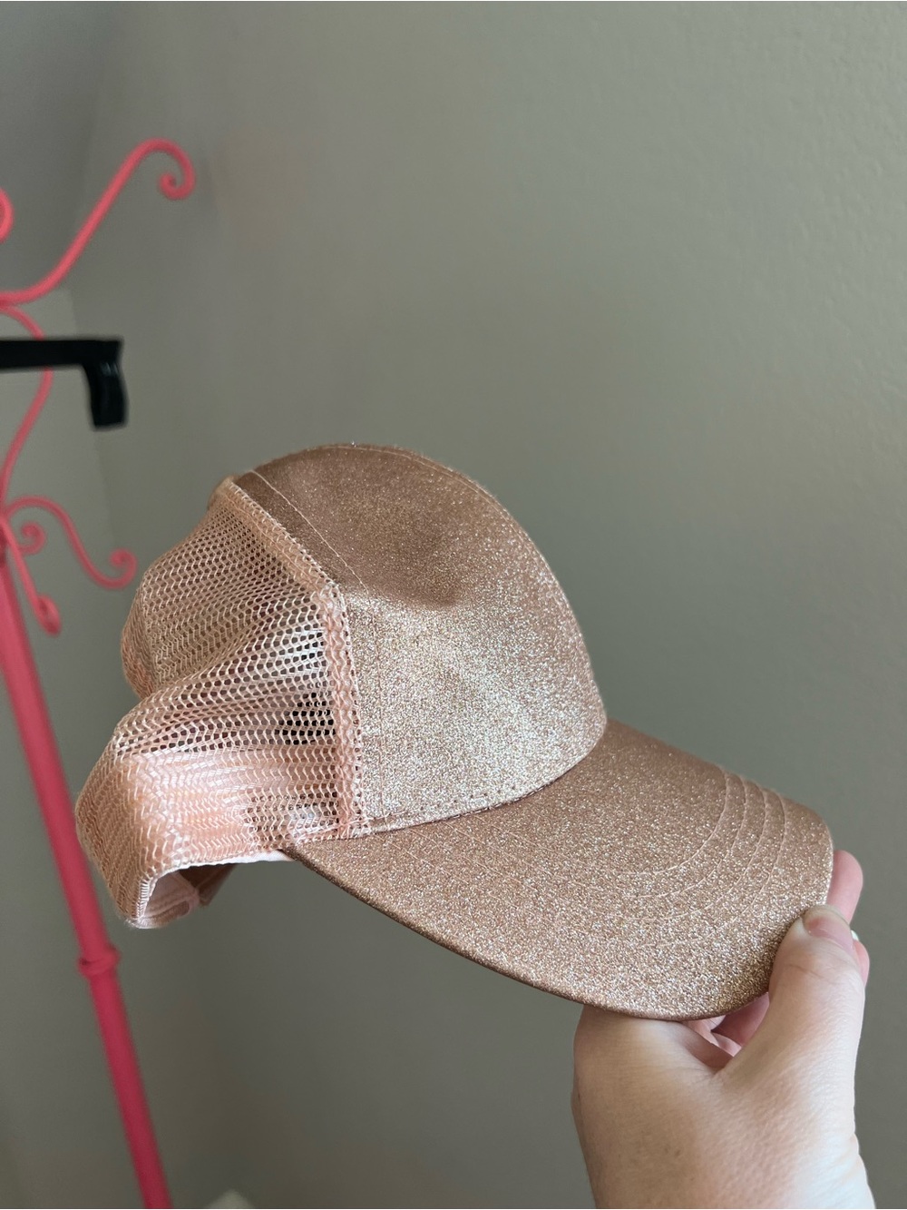 CC Glitter Mesh Trucker Cap - Rose Gold